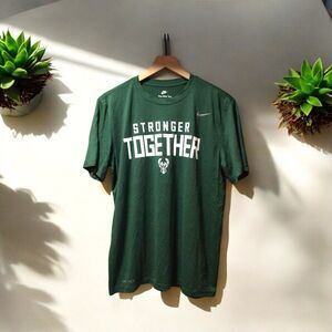 Nike Milwaukee Bucks T Shirt Mens Large Green NBA Basketball Dri Fit